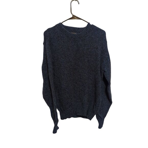 Vintage Lands End Wool Blend Sweater Made in USA Blue Black Marbled Size Medium - Picture 1 of 13